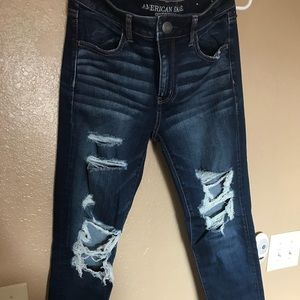 AEO denim destroyed jegging